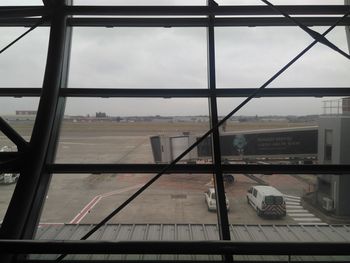 Buildings seen through window