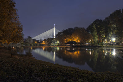 View of illuminated buildings at night