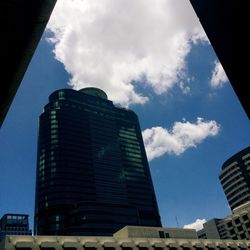 Low angle view of buildings against clear sky