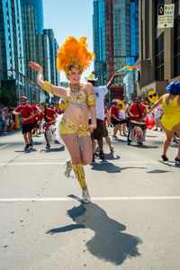 People on street in city