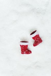 High angle view of ice cream in snow