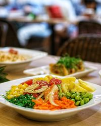 Close-up of meal served in plate