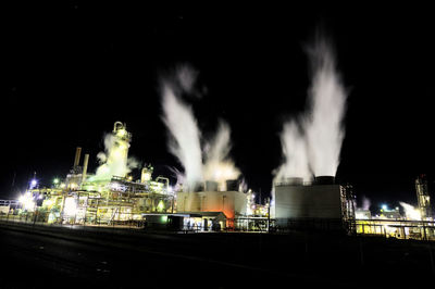 View of buildings at night