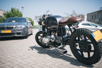 Motorcycle on street in city