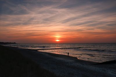 Scenic view of sea at sunset