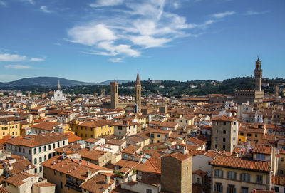 Aerial view of townscape against sky