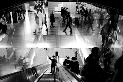 View of people on escalator