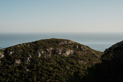 Scenic view of sea against clear sky