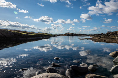 Scenic view of lake against sky