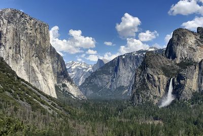 Panoramic view of snowcapped mountains against sky