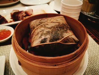 Close-up of food on table