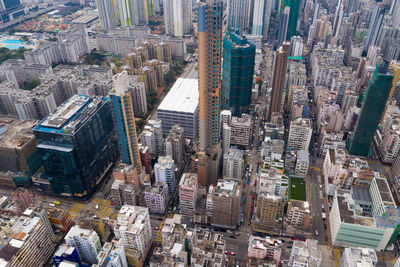 Aerial view of modern buildings in city