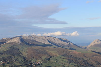 Scenic view of landscape and mountains against sky