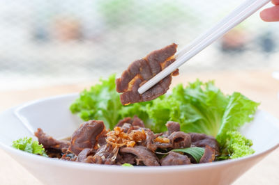 Close-up of food in bowl on table