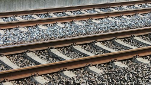 High angle view of railroad tracks