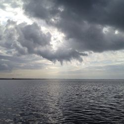 Scenic view of sea against cloudy sky