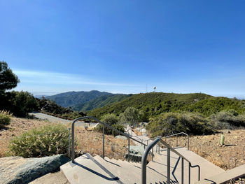 Scenic view of landscape against clear blue sky