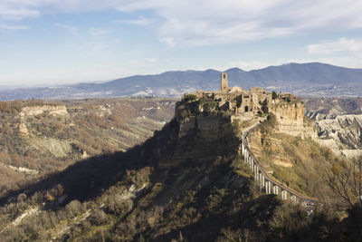 Amazing city of civita di bagnoregio in italy, perched on a tuff mountain