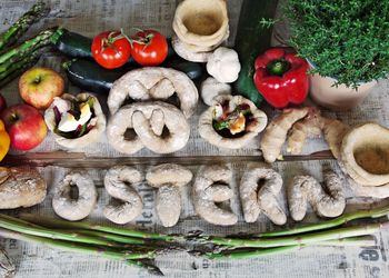 High angle view of food on table