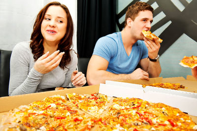 Young woman eating food