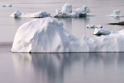 Scenic view of icebergs in lake