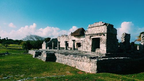 Old ruins against sky mexico tulum