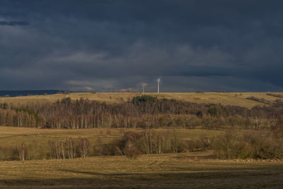 Scenic view of field against sky