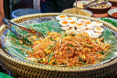 High angle view of food in market