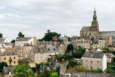 Panoramic view of the town centre of dinan, french brittany