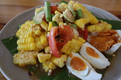 Close-up of meal served in plate