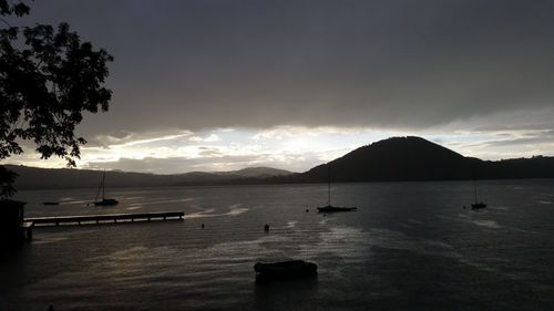 Scenic view of sea against cloudy sky