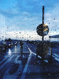 Wet glass window in rainy season