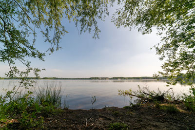 Scenic view of lake against sky