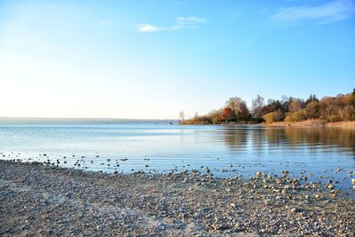 Scenic view of lake against sky