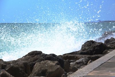 Scenic view of sea against clear sky