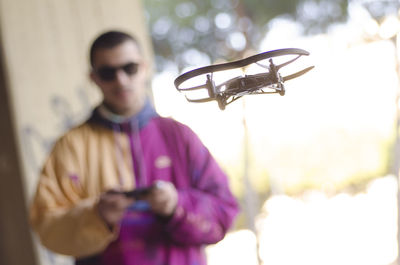 Young man with drone