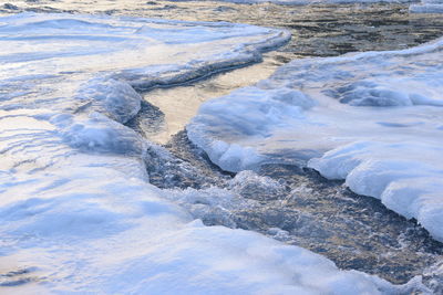 Scenic view of waterfall in winter