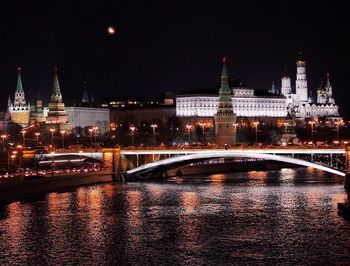 Bridge over river at night