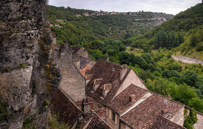 High angle view of historic building