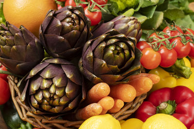 Close-up of fruits and vegetables