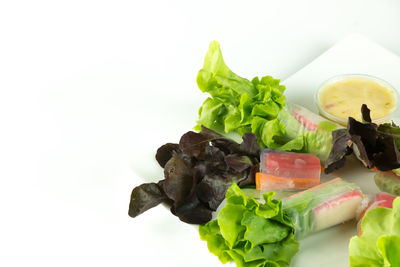 Close-up of vegetables against white background