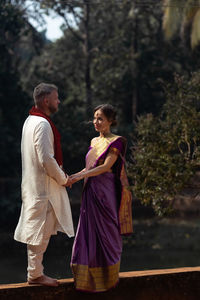 Wedding of a couple from europe in india. a light skinned man in a traditional