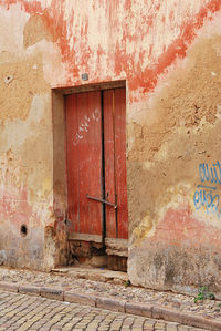 Closed door of old building