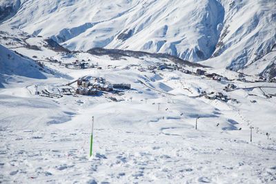 Scenic view of mountains during winter