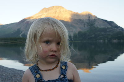 Portrait of a woman in lake