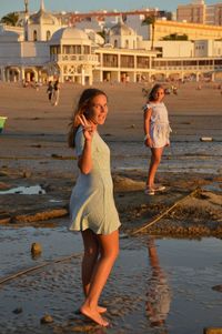 Full length of woman on beach