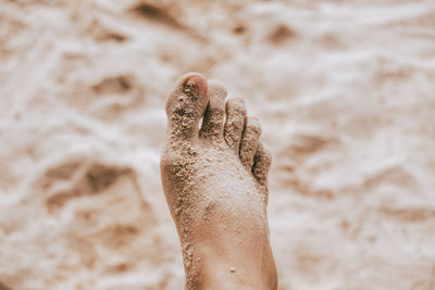 Low section of man legs on sand