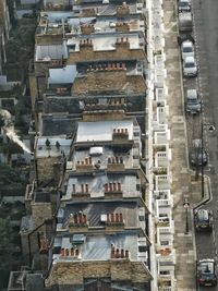 High angle view of buildings in city