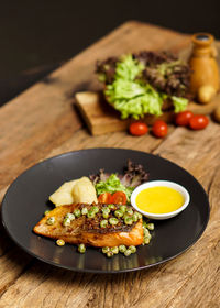 High angle view of food on table