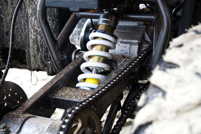 Close-up of machine part in winter